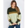 imageANRABESS Womens Oversized Sweaters Fall 2025 Fashion Crewneck Batwing Long Sleeve Side Slit Knit Pullover Sweater TopsColorblock Armygreen