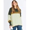 imageANRABESS Womens Oversized Sweaters Fall 2025 Fashion Crewneck Batwing Long Sleeve Side Slit Knit Pullover Sweater TopsColorblock Armygreen