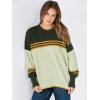 imageANRABESS Womens Oversized Sweaters Fall 2025 Fashion Crewneck Batwing Long Sleeve Side Slit Knit Pullover Sweater TopsColorblock Armygreen