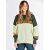 imageANRABESS Womens Oversized Sweaters Fall 2025 Fashion Crewneck Batwing Long Sleeve Side Slit Knit Pullover Sweater TopsColorblock Armygreen