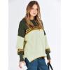 imageANRABESS Womens Oversized Sweaters Fall 2025 Fashion Crewneck Batwing Long Sleeve Side Slit Knit Pullover Sweater TopsColorblock Armygreen