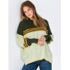 imageANRABESS Womens Oversized Sweaters Fall 2025 Fashion Crewneck Batwing Long Sleeve Side Slit Knit Pullover Sweater TopsColorblock Armygreen
