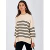 imageANRABESS Womens Oversized Sweaters Fall 2025 Fashion Crewneck Batwing Long Sleeve Side Slit Knit Pullover Sweater TopsDouble Stripe Black