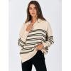 imageANRABESS Womens Oversized Sweaters Fall 2025 Fashion Crewneck Batwing Long Sleeve Side Slit Knit Pullover Sweater TopsDouble Stripe Black