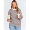 imageANRABESS Womens Oversized Sweaters Fall 2025 Fashion Crewneck Batwing Long Sleeve Side Slit Knit Pullover Sweater TopsPink Apricot