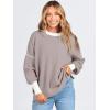 imageANRABESS Womens Oversized Sweaters Fall 2025 Fashion Crewneck Batwing Long Sleeve Side Slit Knit Pullover Sweater TopsPink Apricot