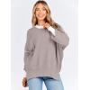 imageANRABESS Womens Oversized Sweaters Fall 2025 Fashion Crewneck Batwing Long Sleeve Side Slit Knit Pullover Sweater TopsPink Apricot