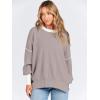 imageANRABESS Womens Oversized Sweaters Fall 2025 Fashion Crewneck Batwing Long Sleeve Side Slit Knit Pullover Sweater TopsPink Apricot