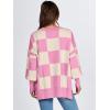 imageANRABESS Womens Oversized Sweaters Fall 2025 Fashion Crewneck Batwing Long Sleeve Side Slit Knit Pullover Sweater TopsPink Plaid