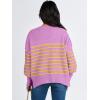imageANRABESS Womens Oversized Sweaters Fall 2025 Fashion Crewneck Batwing Long Sleeve Side Slit Knit Pullover Sweater TopsPurple