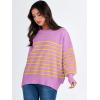imageANRABESS Womens Oversized Sweaters Fall 2025 Fashion Crewneck Batwing Long Sleeve Side Slit Knit Pullover Sweater TopsPurple