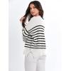 imageANRABESS Womens Oversized Sweaters Fall 2025 Fashion Crewneck Batwing Long Sleeve Side Slit Knit Pullover Sweater TopsStripe Black