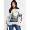 imageANRABESS Womens Oversized Sweaters Fall 2025 Fashion Crewneck Batwing Long Sleeve Side Slit Knit Pullover Sweater TopsStripe Black