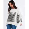imageANRABESS Womens Oversized Sweaters Fall 2025 Fashion Crewneck Batwing Long Sleeve Side Slit Knit Pullover Sweater TopsStripe Black