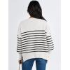 imageANRABESS Womens Oversized Sweaters Fall 2025 Fashion Crewneck Batwing Long Sleeve Side Slit Knit Pullover Sweater TopsStripe Black