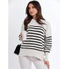 imageANRABESS Womens Oversized Sweaters Fall 2025 Fashion Crewneck Batwing Long Sleeve Side Slit Knit Pullover Sweater TopsStripe Black