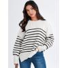imageANRABESS Womens Oversized Sweaters Fall 2025 Fashion Crewneck Batwing Long Sleeve Side Slit Knit Pullover Sweater TopsStripe Black