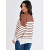 imageANRABESS Womens Oversized Sweaters Fall 2025 Fashion Crewneck Batwing Long Sleeve Side Slit Knit Pullover Sweater TopsStripe Caramel