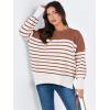 imageANRABESS Womens Oversized Sweaters Fall 2025 Fashion Crewneck Batwing Long Sleeve Side Slit Knit Pullover Sweater TopsStripe Caramel