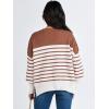 imageANRABESS Womens Oversized Sweaters Fall 2025 Fashion Crewneck Batwing Long Sleeve Side Slit Knit Pullover Sweater TopsStripe Caramel