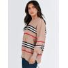 imageANRABESS Womens Oversized Sweaters Fall 2025 Fashion Crewneck Batwing Long Sleeve Side Slit Knit Pullover Sweater TopsStripe Khaki Black