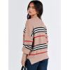 imageANRABESS Womens Oversized Sweaters Fall 2025 Fashion Crewneck Batwing Long Sleeve Side Slit Knit Pullover Sweater TopsStripe Khaki Black