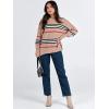 imageANRABESS Womens Oversized Sweaters Fall 2025 Fashion Crewneck Batwing Long Sleeve Side Slit Knit Pullover Sweater TopsStripe Khaki Black