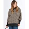 imageANRABESS Womens Oversized Sweaters Fall 2025 Fashion Crewneck Batwing Long Sleeve Side Slit Knit Pullover Sweater TopsWave Brown