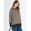 imageANRABESS Womens Oversized Sweaters Fall 2025 Fashion Crewneck Batwing Long Sleeve Side Slit Knit Pullover Sweater TopsWave Brown