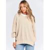 imageANRABESS Womens Oversized Sweaters Fall 2025 Fashion Crewneck Batwing Long Sleeve Side Slit Knit Pullover Sweater TopsYellow Beige