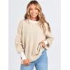 imageANRABESS Womens Oversized Sweaters Fall 2025 Fashion Crewneck Batwing Long Sleeve Side Slit Knit Pullover Sweater TopsYellow Beige