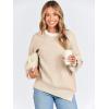 imageANRABESS Womens Oversized Sweaters Fall 2025 Fashion Crewneck Batwing Long Sleeve Side Slit Knit Pullover Sweater TopsYellow Beige