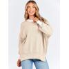 imageANRABESS Womens Oversized Sweaters Fall 2025 Fashion Crewneck Batwing Long Sleeve Side Slit Knit Pullover Sweater TopsYellow Beige