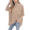 imageANRABESS Womens Oversized Turtleneck Batwing Long Sleeve Casual Cozy Baggy Knit Pullover Tunic Sweater 2025 Fall OutfitsDeep Apricot