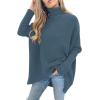imageANRABESS Womens Oversized Turtleneck Batwing Long Sleeve Casual Cozy Baggy Knit Pullover Tunic Sweater 2025 Fall OutfitsIndigo