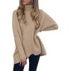 imageANRABESS Womens Oversized Turtleneck Batwing Long Sleeve Casual Cozy Baggy Knit Pullover Tunic Sweater 2025 Fall OutfitsKhaki