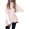 imageANRABESS Womens Oversized Turtleneck Batwing Long Sleeve Casual Cozy Baggy Knit Pullover Tunic Sweater 2025 Fall OutfitsPink White