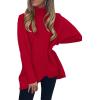 imageANRABESS Womens Oversized Turtleneck Batwing Long Sleeve Casual Cozy Baggy Knit Pullover Tunic Sweater 2025 Fall OutfitsRed