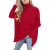 imageANRABESS Womens Oversized Turtleneck Batwing Long Sleeve Casual Cozy Baggy Knit Pullover Tunic Sweater 2025 Fall OutfitsRed