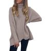 imageANRABESS Womens Oversized Turtleneck Batwing Long Sleeve Casual Cozy Baggy Knit Pullover Tunic Sweater 2025 Fall OutfitsRed Apricot