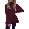 imageANRABESS Womens Oversized Turtleneck Batwing Long Sleeve Casual Cozy Baggy Knit Pullover Tunic Sweater 2025 Fall OutfitsWine Red