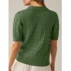 imageANRABESS Womens Short Sleeve Sweaters Tops Polo V Neck Cable Knit Casual Soft Pullover Shirts 2025 Summer OutfitsArmy Green