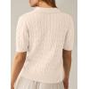 imageANRABESS Womens Short Sleeve Sweaters Tops Polo V Neck Cable Knit Casual Soft Pullover Shirts 2025 Summer OutfitsBeige