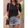 imageANRABESS Womens Short Sleeve Sweaters Tops Polo V Neck Cable Knit Casual Soft Pullover Shirts 2025 Summer OutfitsBlack