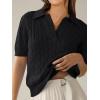 imageANRABESS Womens Short Sleeve Sweaters Tops Polo V Neck Cable Knit Casual Soft Pullover Shirts 2025 Summer OutfitsBlack
