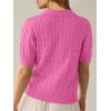 imageANRABESS Womens Short Sleeve Sweaters Tops Polo V Neck Cable Knit Casual Soft Pullover Shirts 2025 Summer OutfitsBright Pink