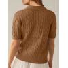 imageANRABESS Womens Short Sleeve Sweaters Tops Polo V Neck Cable Knit Casual Soft Pullover Shirts 2025 Summer OutfitsBrown