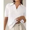 imageANRABESS Womens Short Sleeve Sweaters Tops Polo V Neck Cable Knit Casual Soft Pullover Shirts 2025 Summer OutfitsCream
