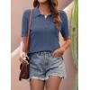 imageANRABESS Womens Short Sleeve Sweaters Tops Polo V Neck Cable Knit Casual Soft Pullover Shirts 2025 Summer OutfitsDusty Blue