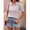 imageANRABESS Womens Short Sleeve Sweaters Tops Polo V Neck Cable Knit Casual Soft Pullover Shirts 2025 Summer OutfitsGrey